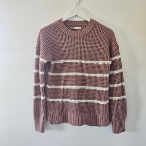 SO Crewneck Sweater - Dusty Rose and White Stripes